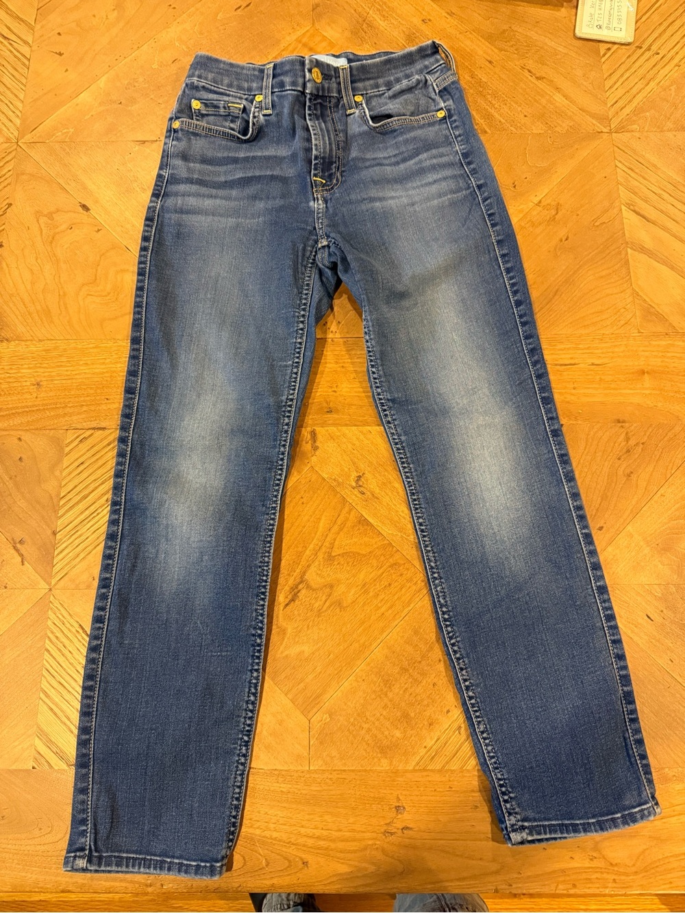7 For All Mankind Women's Straight Jeans in Blue Wash